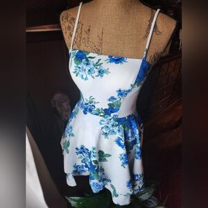 B Darlin Blue and White Floral Dress